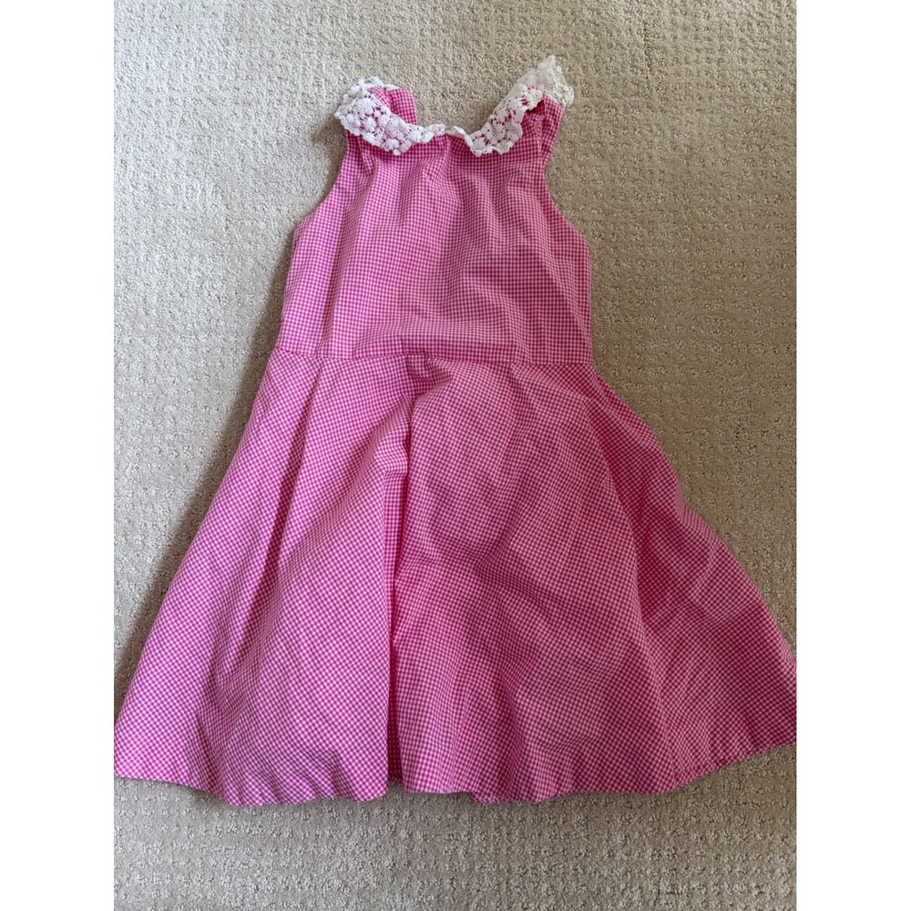 Polo‎ Ralph Lauren Gingham Dress Girls 6 Pink Lace Collar Preppy
